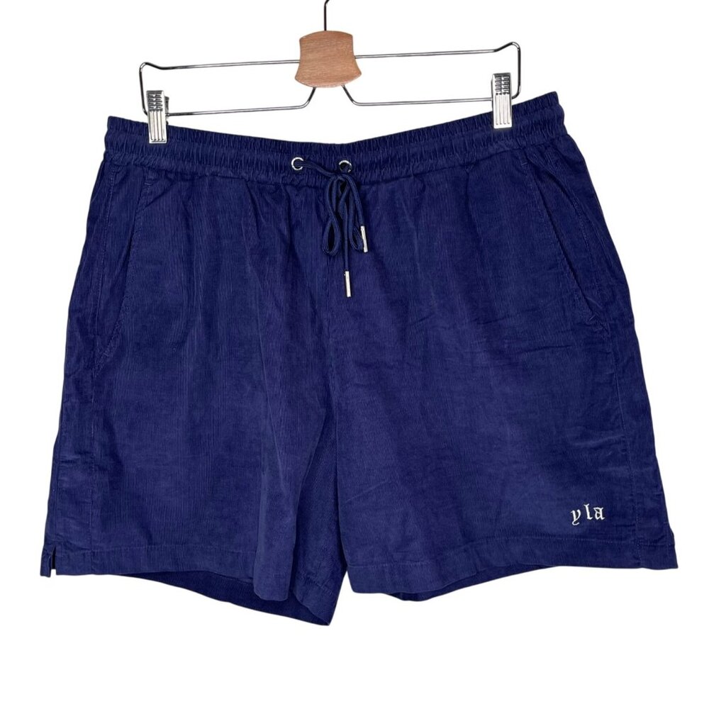 Youngla Mens XXL Navy Blue Cotton Corduroy Lounge Shorts 1087